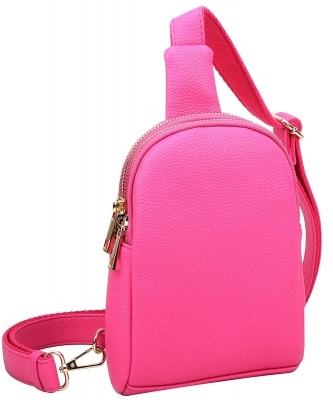 Fashion Multi Zip Sling Bag ND126 FUCHSIA
